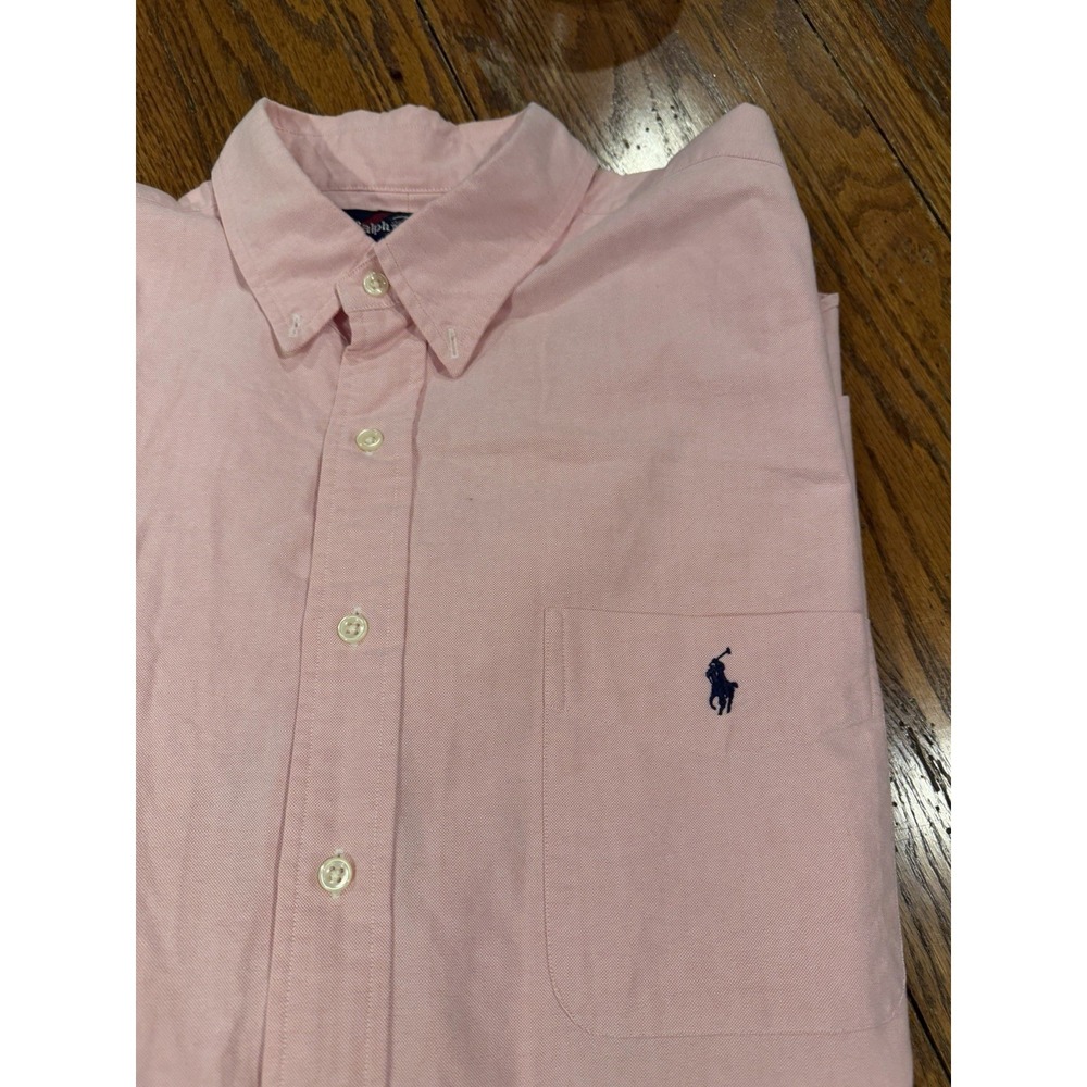 Ralph Lauren Big Shirt Men XL Pink Long Sleeve Button Down Cotton Polo Logo Pony